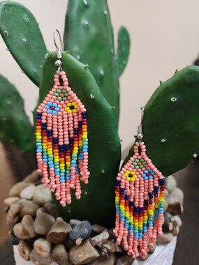 Handmade 2” Multicolor Bead Earrings